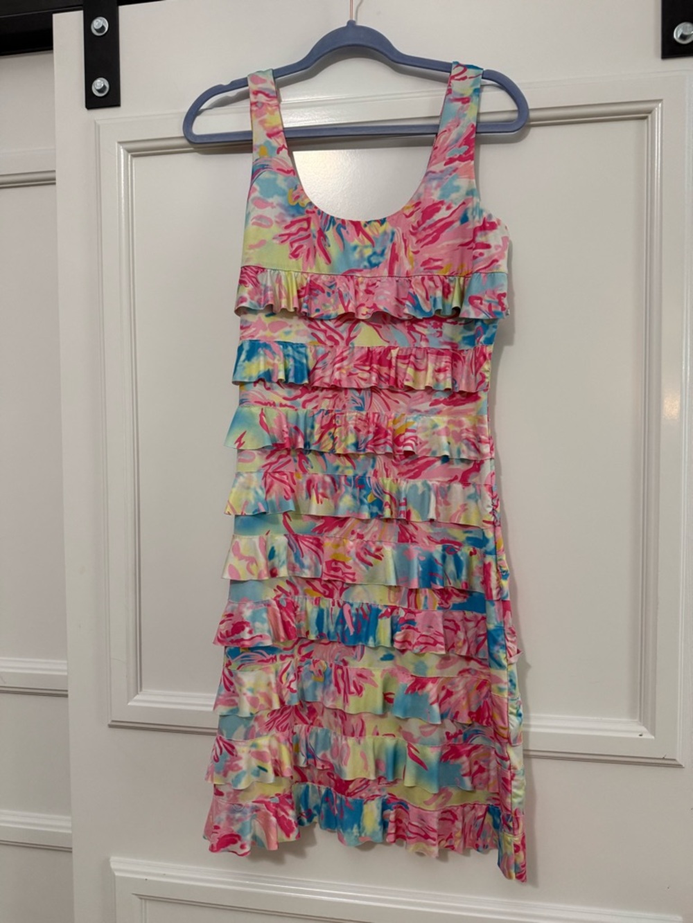 Tango Mango Collection Sleeveless Tropical Print Dress - Pink, Blue, Yellow